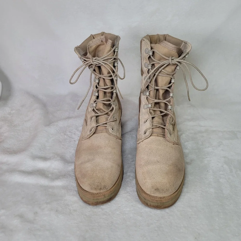Y2K Tactical Vibram Desert Military Boots Mens Tan Suede Nylon Combat Cordura